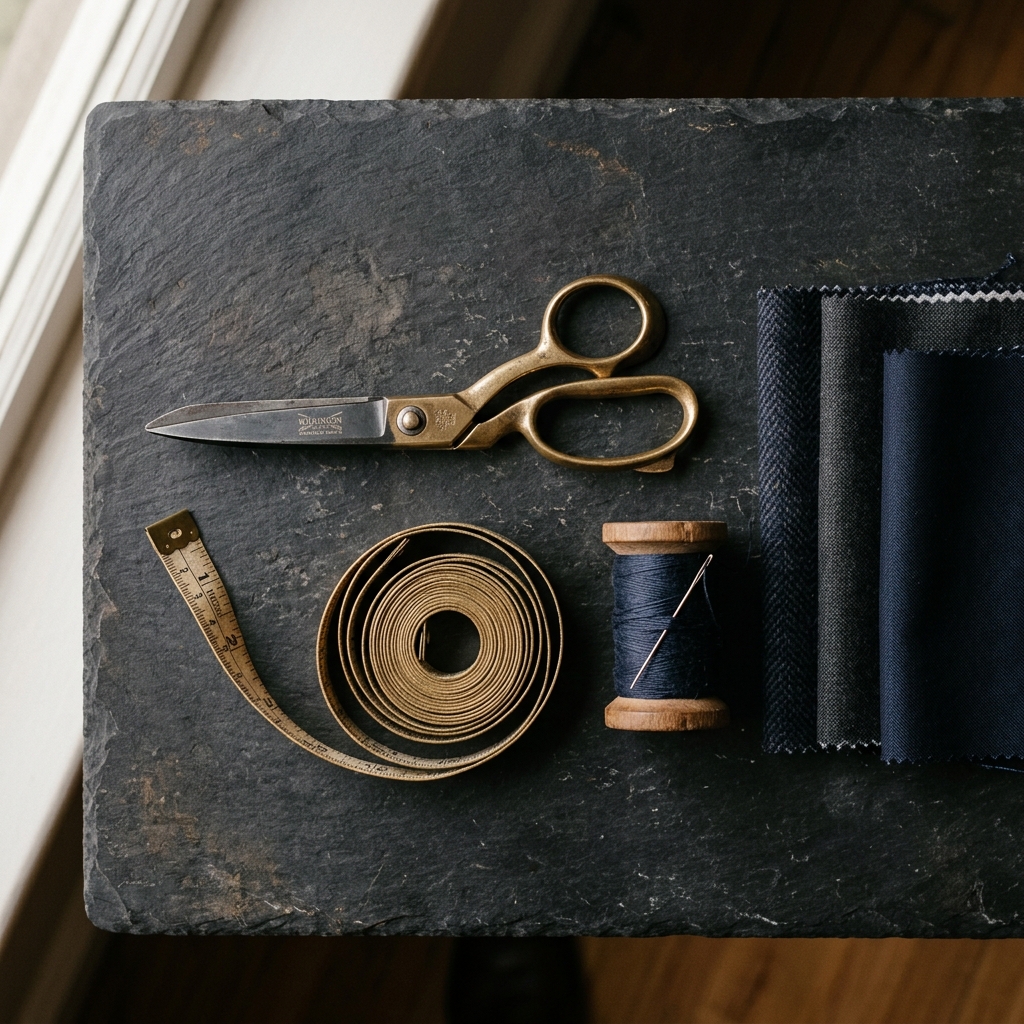 Tailoring tools flat lay — mission and vision